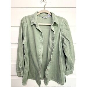 Blair Light Sage Corduroy Side Slit Long Sleeve Button Down Lght Jacket Sz Large